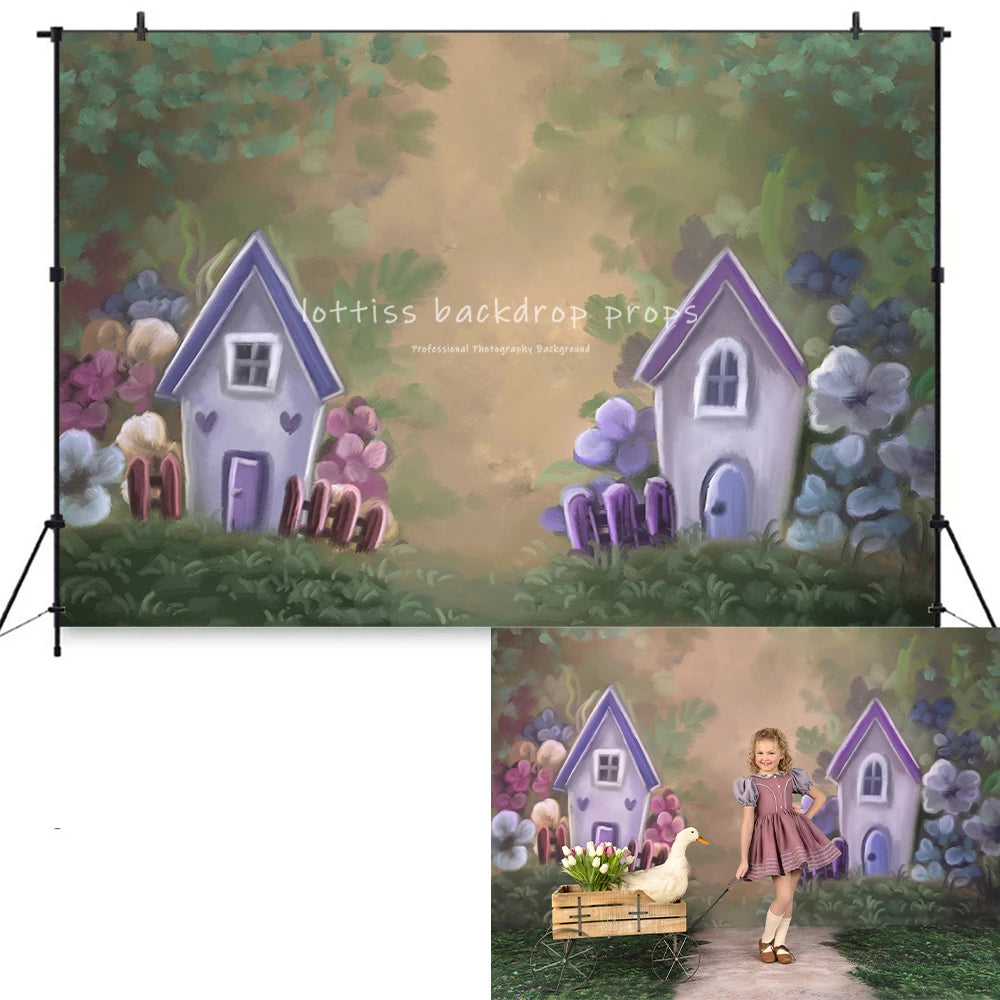 Countryside In Bloom Backdrops Kids Girl Photography Props Child Girl Photocall Decors Floral Backgrounds