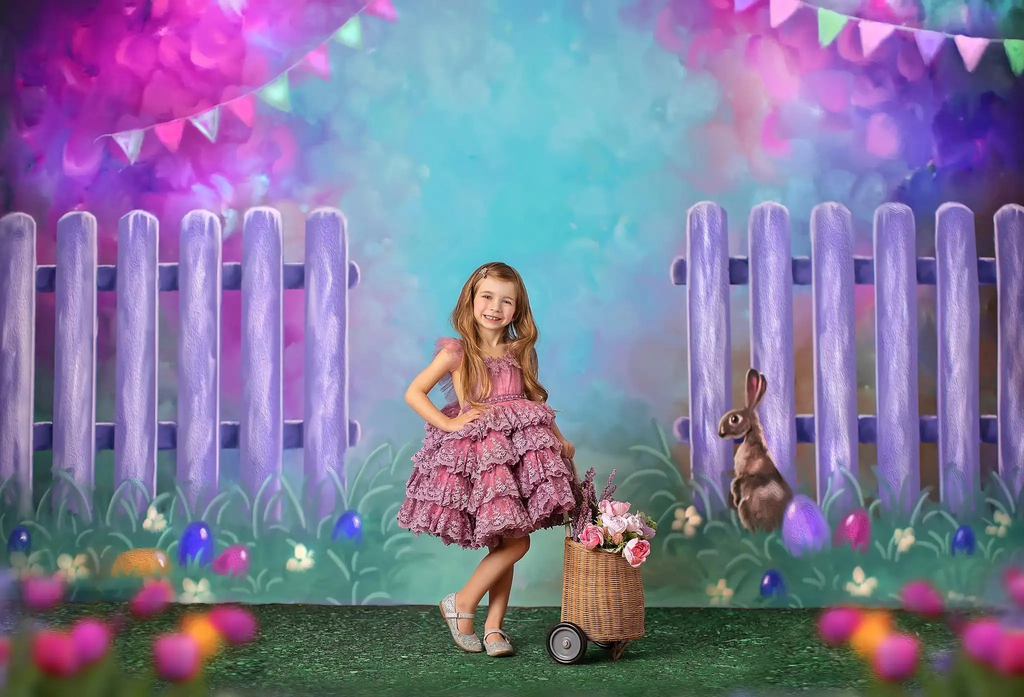 Garden Entrance Bunny Backdrops Kids Baby Photography Child Adult Photocall Spring Easter Backgrounds