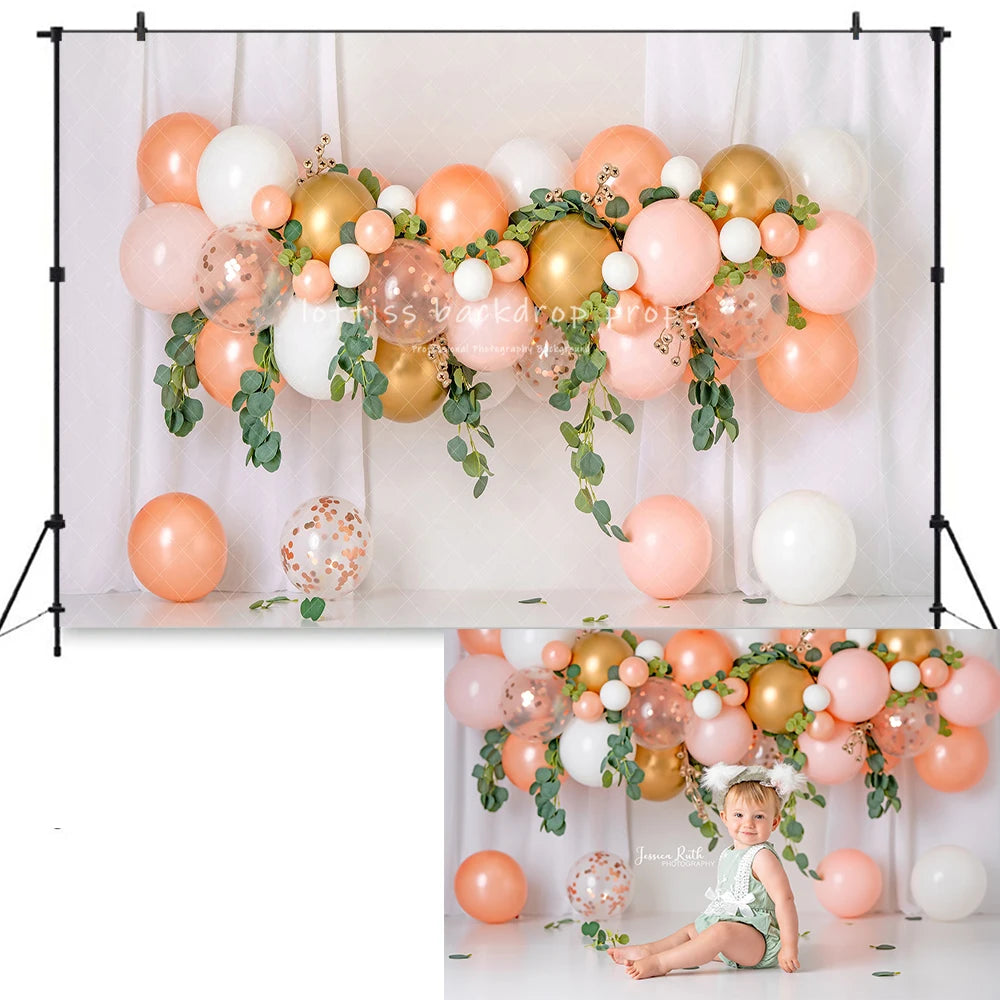 Spring Boho Balloons Backdrops Kids Baby Cake Smash Photography Child Adult Photocall Props Floral Garden Backgrounds