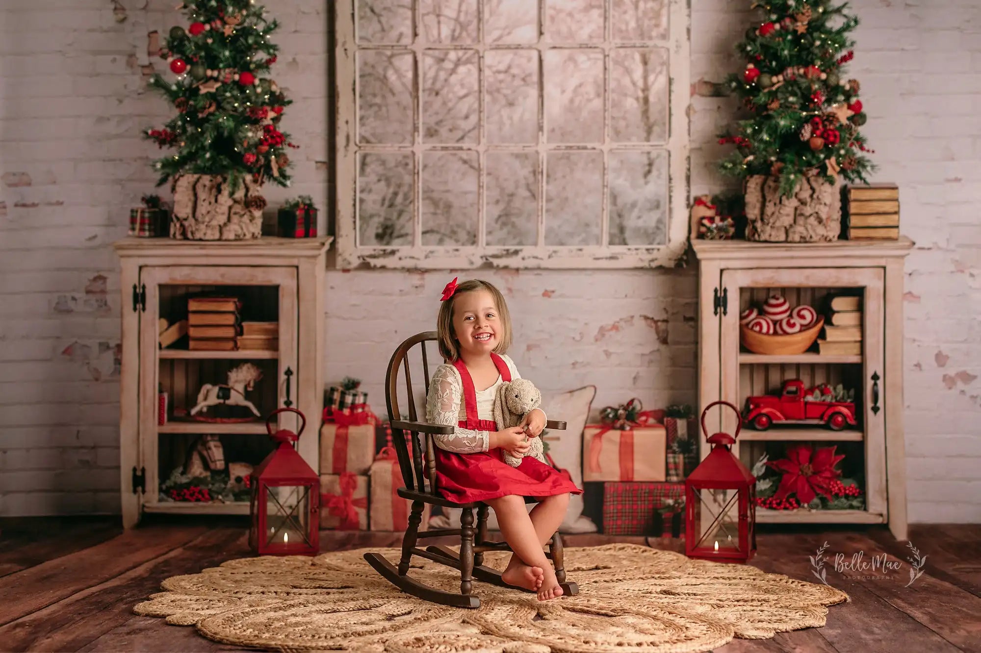 Country Holiday Christmas Gifts Photography Backdrop Brick Wall Child Baby Birthday Cake Smash Photocall Decor Family Party Prop