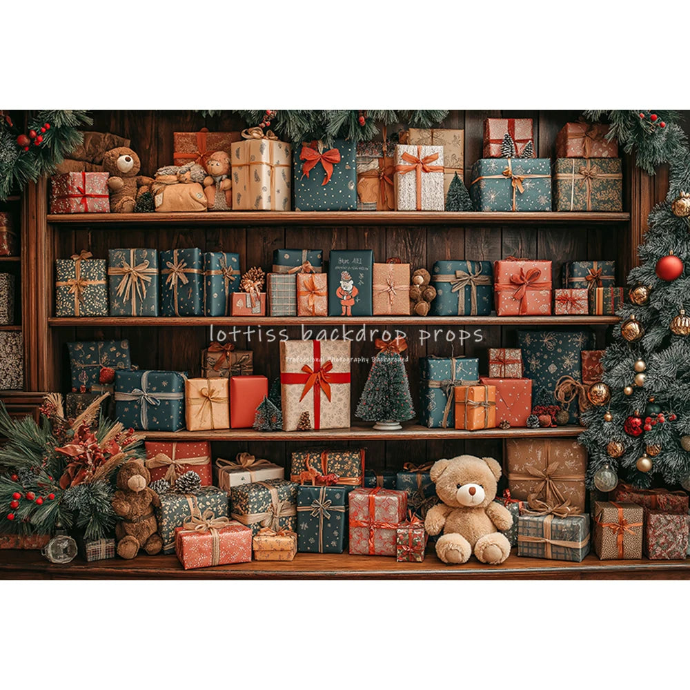 Christmas Cabinet Backdrops Kids Adult Photography Child Baby Photocall Decors WInter Photocall Xmas Backgrounds