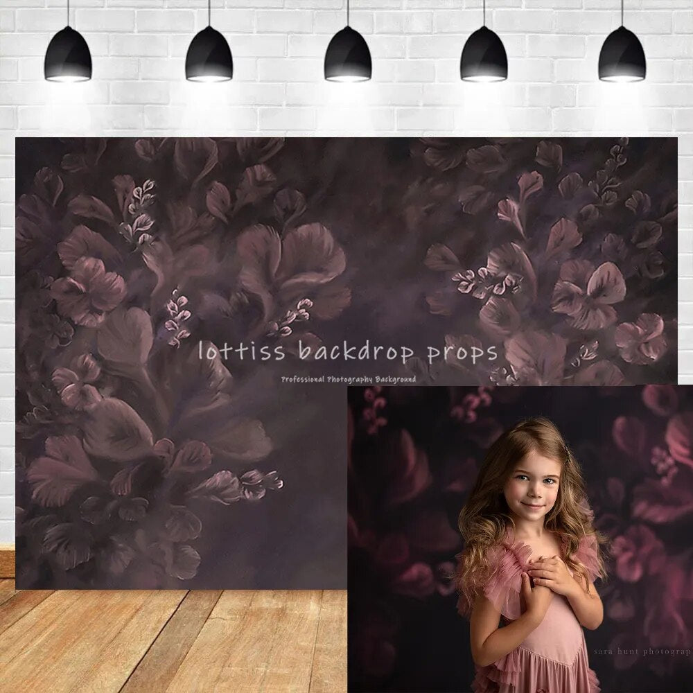 Oil Painting Floral Backdrop Photography Pregnant Woman Art Girl Women's Background Dark Brown Flower Photo Studio Props