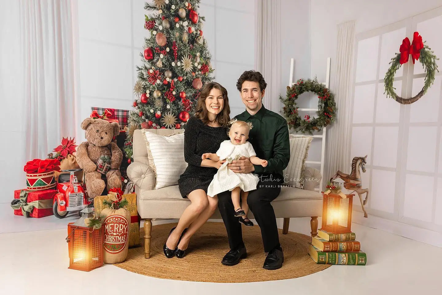 Christmas Gifts Photography Backdrop Kids Baby Cake Smash Photocall Decors White Window Adult Family Studio Backgrounds