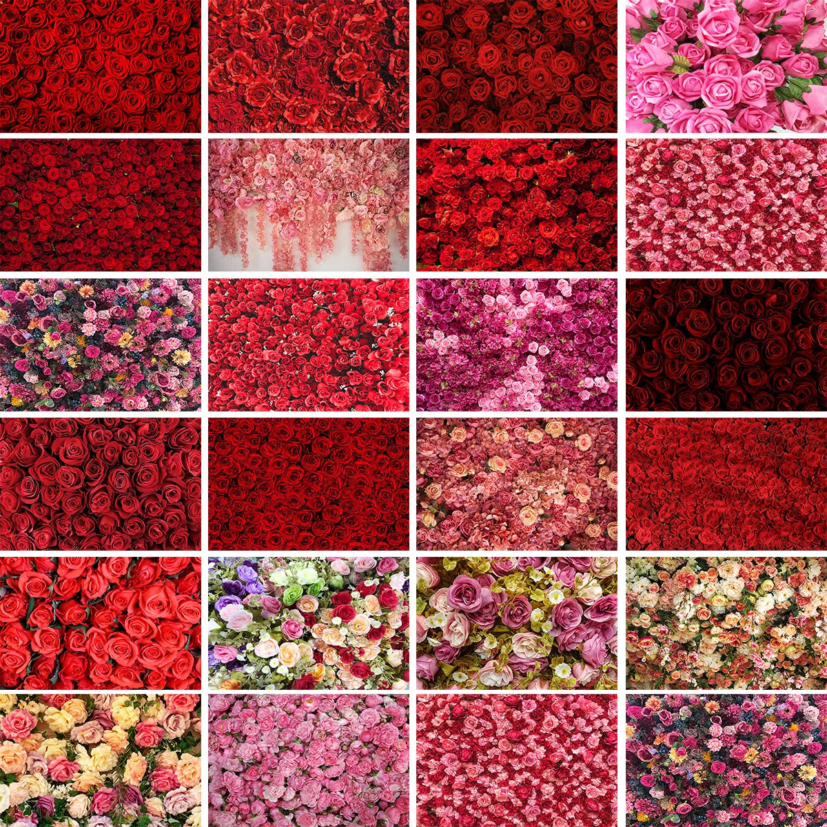 Red Floral Wall Backdrop Kids Adult Photography Props Child Baby Photocall Cake Smash Decor Wedding Birthday Ceremony Background