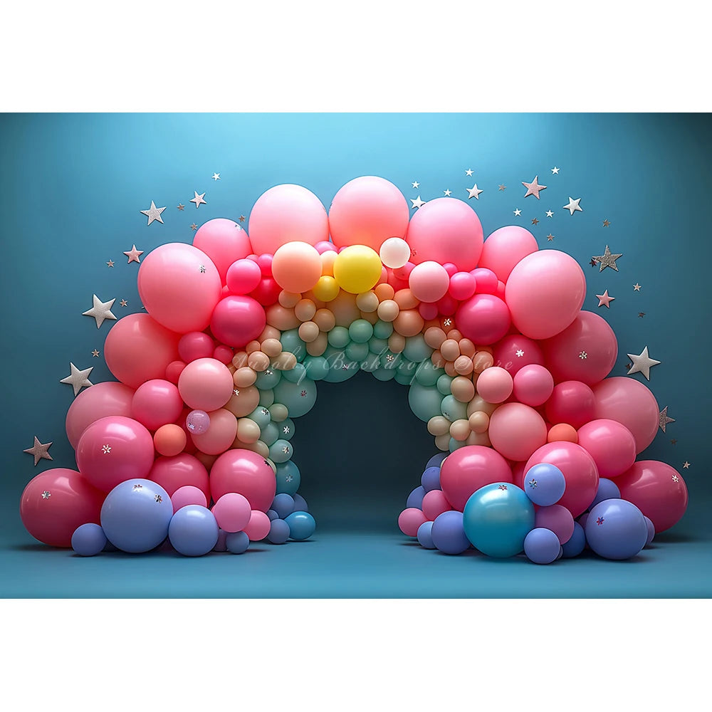 Pink Rainbow Balloons Photography Backdrop Kids Baby Cake Smash Photocall Decors Child Girls Adult Photo Shoot Studio Background