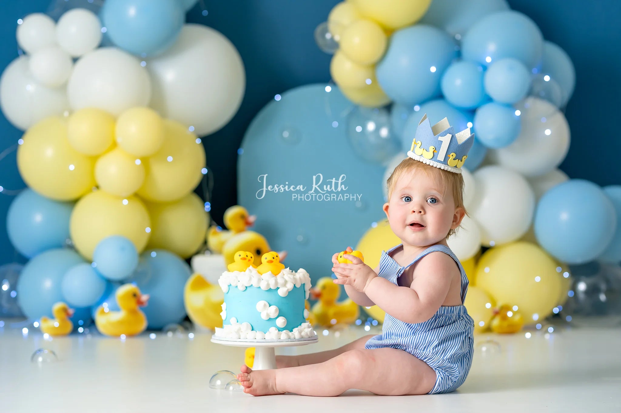 Rubber Ducky Balloons Birthday Backdrop Kids Baby Cake Smash Photography Props Child Adult Birthday Photo Shoot Backgrounds