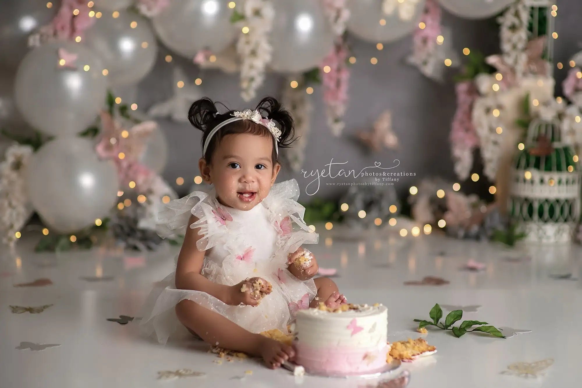 Wisteria Wishes Photography Backdrop Balloon Arch Kids Baby Cake Smash Photocall Decors Child Adult Photo Studio Backgrounds