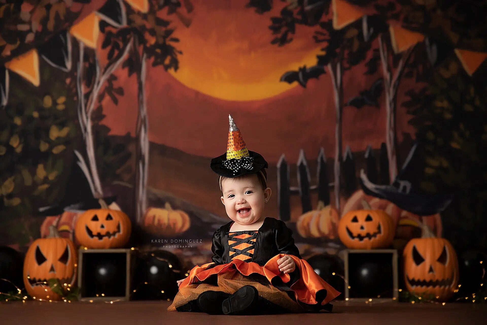 Witches Ball Halloween Backdrops Kids Photgrpahy Adult Child Photocall Props Pumpkin Lanterns Decor Festival Backgrounds