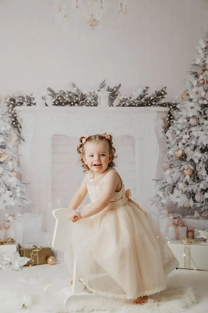 Shimmer Gold Christmas Tree Backdrop Kids Baby Cake Smash Photography Props Child Girls Adult Birthday Studio Backgrounds