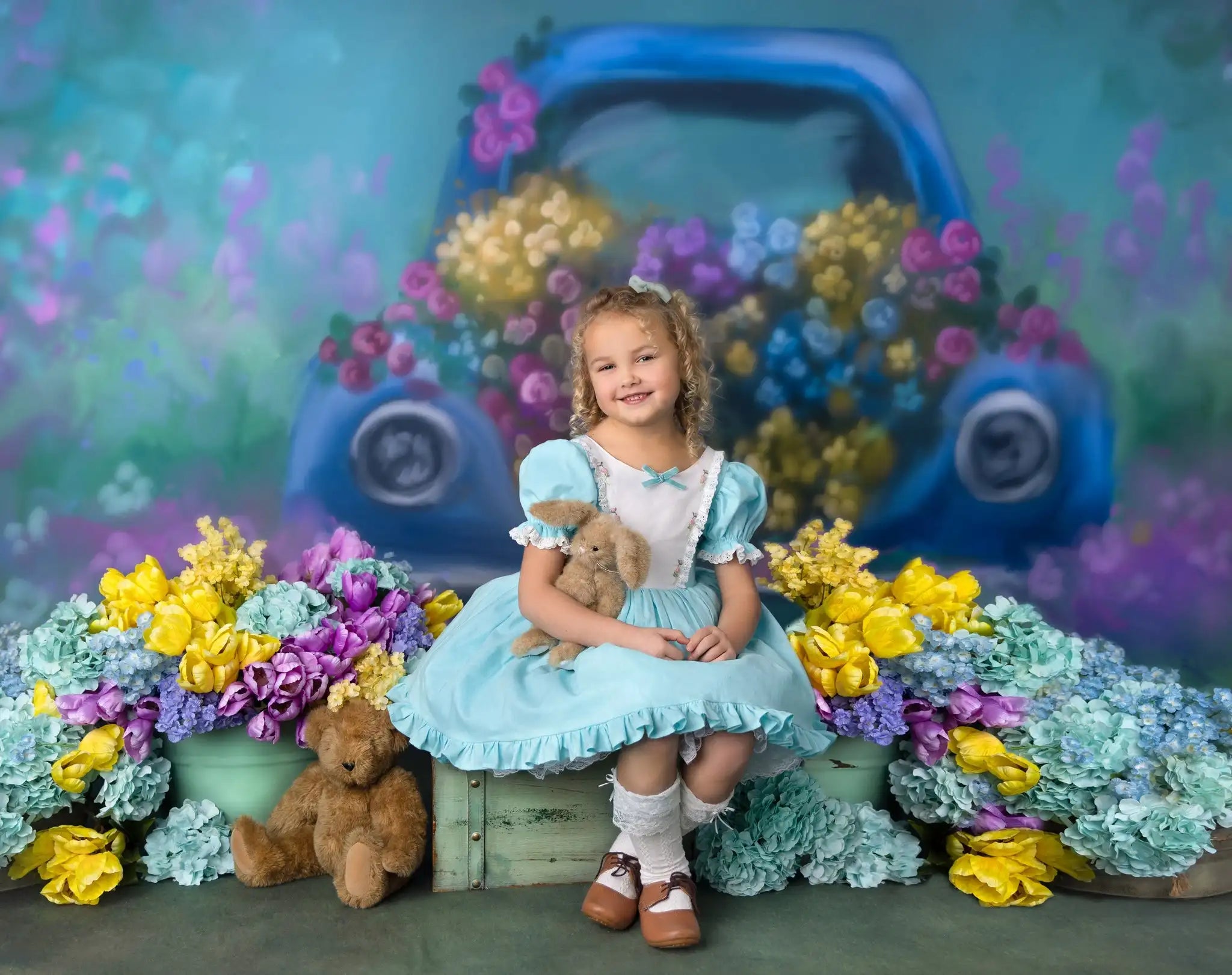 Spring Theme Backdrops Kids Baby Photography Garden Floral Photocall Child Girl Photo Flower Bunny Forest Backdrops