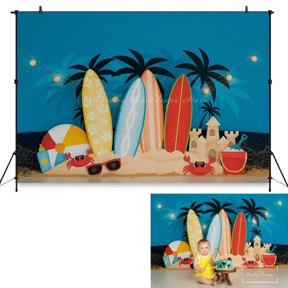 Summer Beach Photography Backdrop Kids Baby Cake Smash Photocall Decors Surfboard Aloha and Pool Party Adult Studio Backgrounds