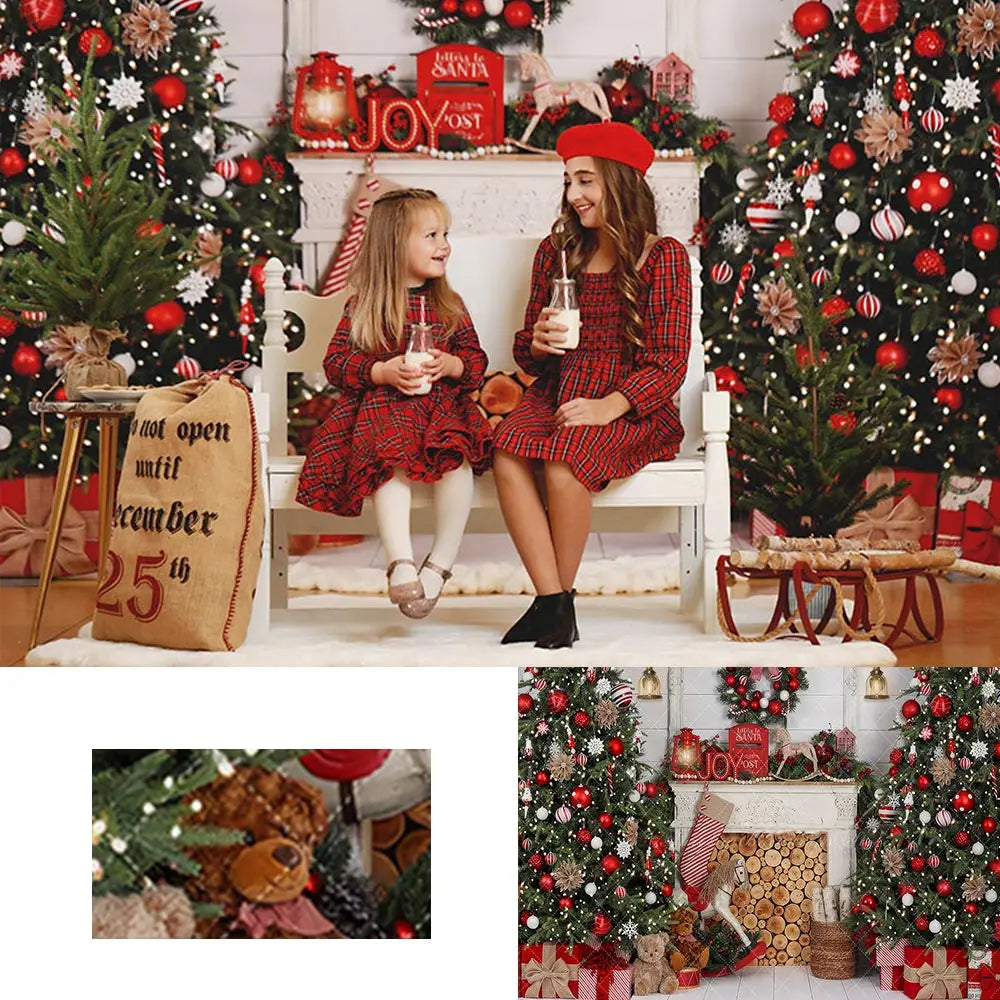 Cozy Christmas Fireplace Photography Backdro Kids Baby Cake Smash Photocall Decors Child Adult Birthday Photo Shoot Backgrounds