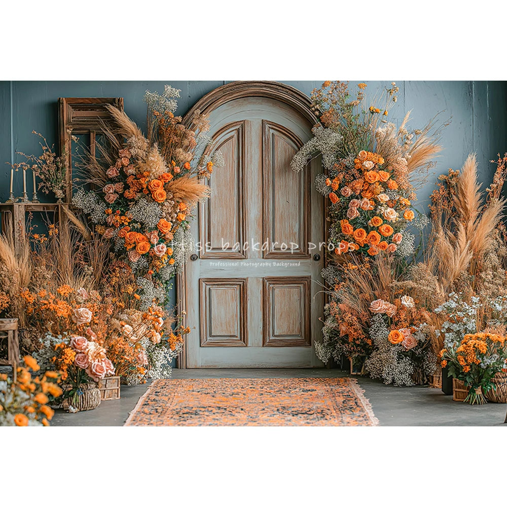 Garden Wooden Doors Backdrops Kids Baby Photography Child Cake Smash Woman Photocall Decors Spring Backgrounds