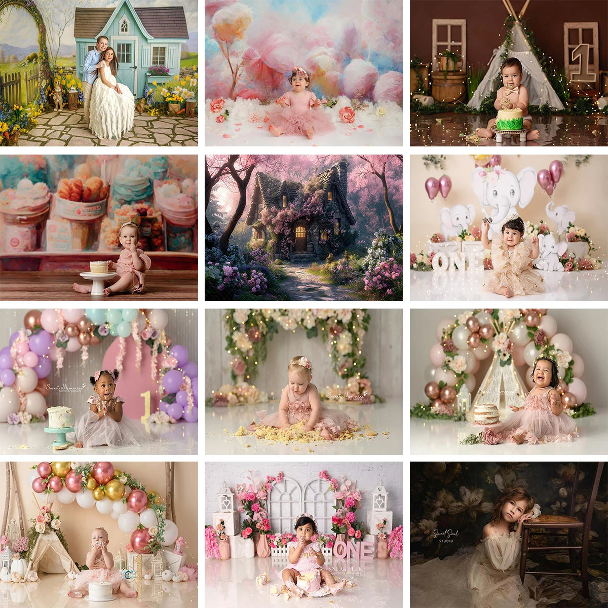 Spring Floral Garland Photography Backdrop Kids Baby Cake Smash Photocall Decors Balloons Child Adult Portrait Studio Background