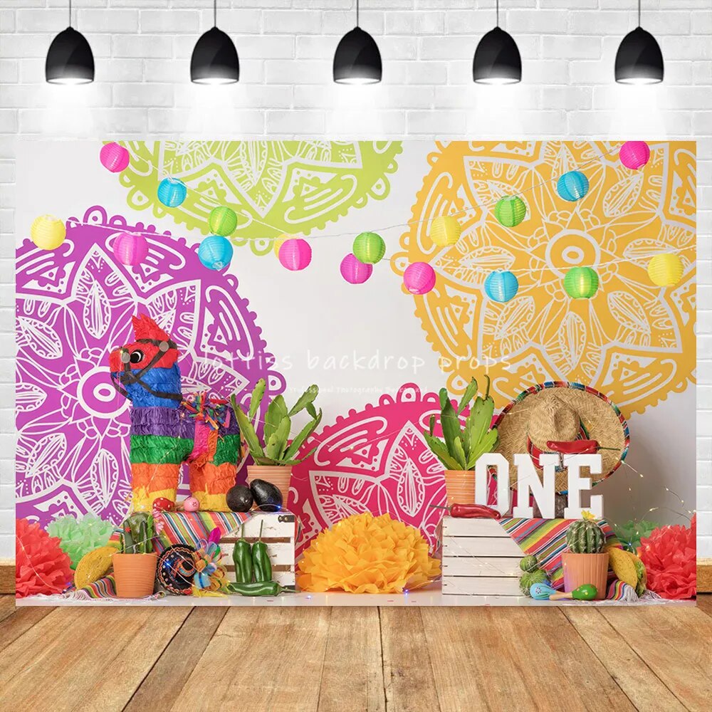 Fiesta Backdrops Kids Cake Smash Props Children Baby Portrait Photocall Mexico Cowboy Background Photography Photostudio