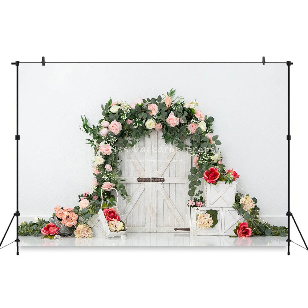 Springtime Ladder Garden Backdrops Kids Adult Photography Child Adult Photocall Cake Smash Birthday Decors Spring Backgrouds