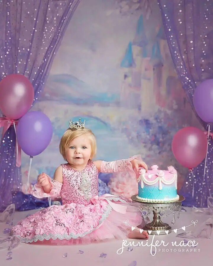 Spring Birthday Balloons Backdrop for Birthday Girl Cake Smash