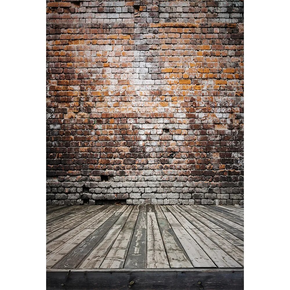 Brick Wall Photography Background Cement Wall Wooden Floor Baby Portrait Food Baby Photo Studio Interior Wall Backdrop