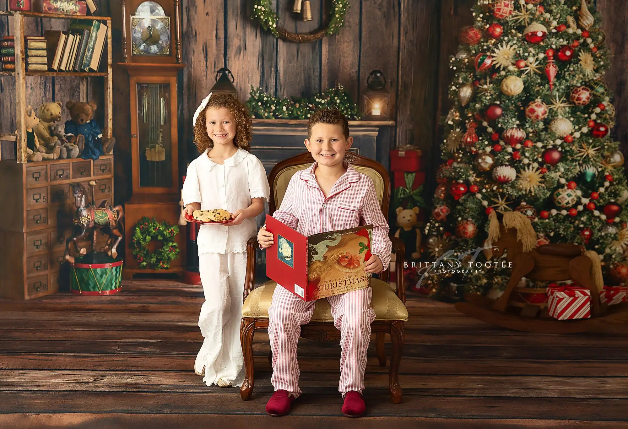 Christmas Serene Holiday Gathering Backdrop Baby Kids Portrait Family Party Photocall Photograhy Background