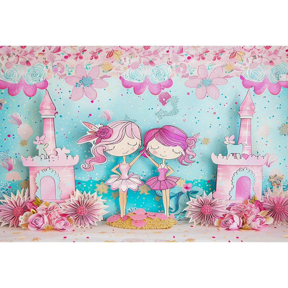 Dance Unicorn Photography Backdrop Kids Baby Cake Smash Photocall Decors Rainbow Floral Child Girls Studio Backgrounds