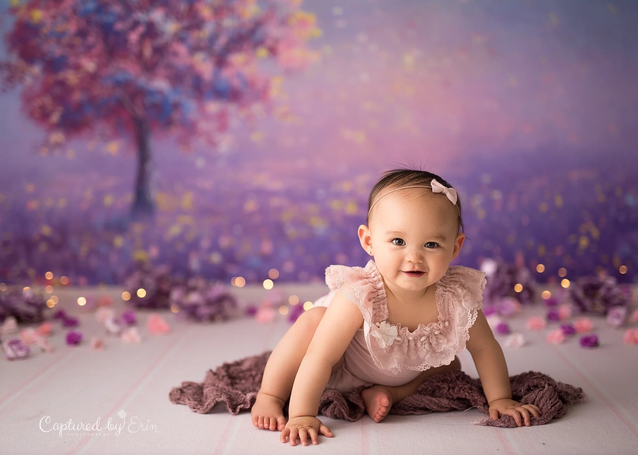 Windswept Wishes Backdrops Kids Cake Smash Props Child Baby Photocall Decors Adult Photography Autumn Purple Tree Background