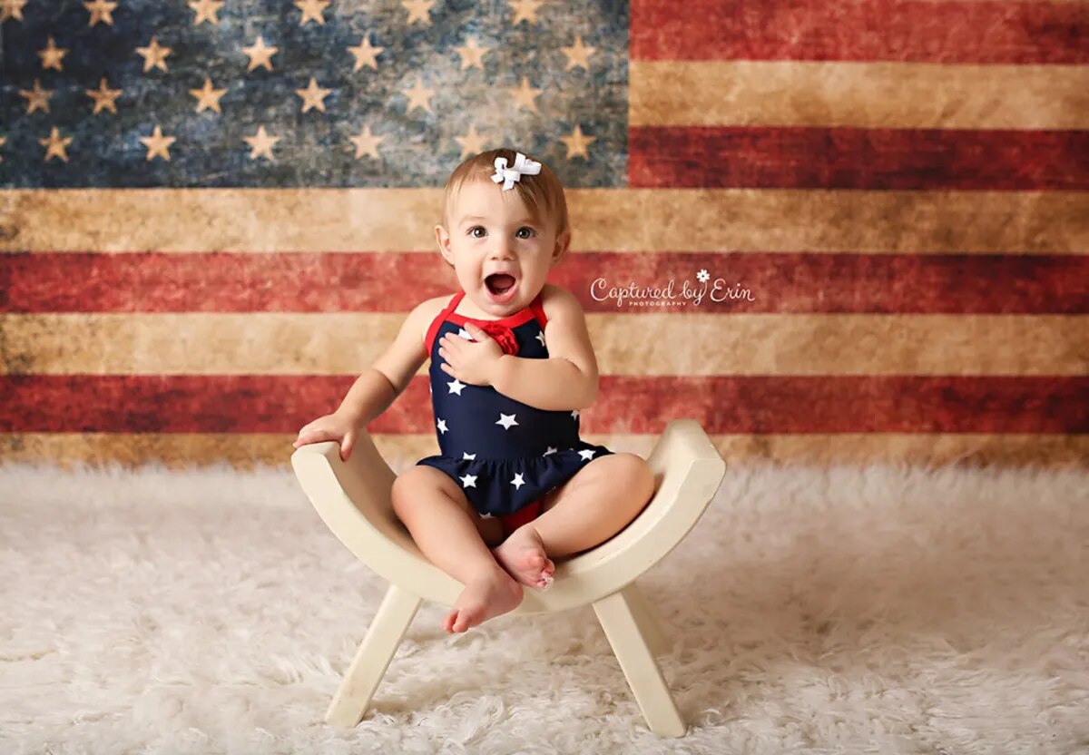 Home of the Brave Backdrops Kids Adult Portait Cake Smash Birthday Party Photocall Decors American Flag Background Photostudio