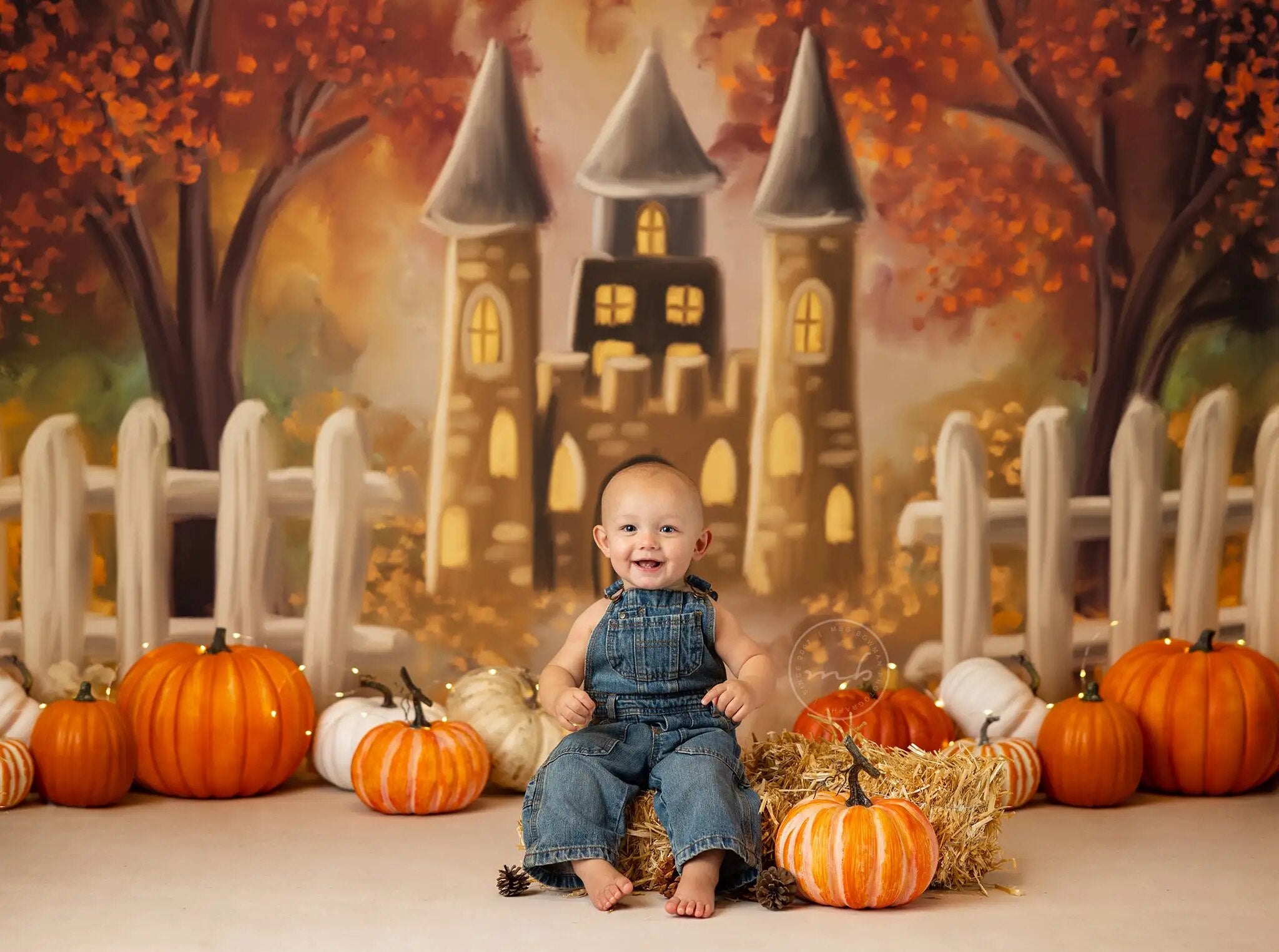 Arrière-plan du Festival de la citrouille d'automne, photographie d'enfants, de bébés, d'enfants et d'adultes, pour séance photo alors que les feuilles tournent, arrière-plan du château d'automne 