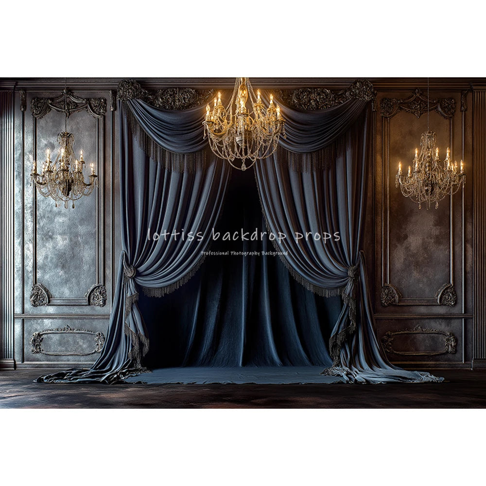 Winter Dark Curtains Backdrops Kids Adult Photography Child Baby Photocall Floral Wall Classic Castle Backgrounds