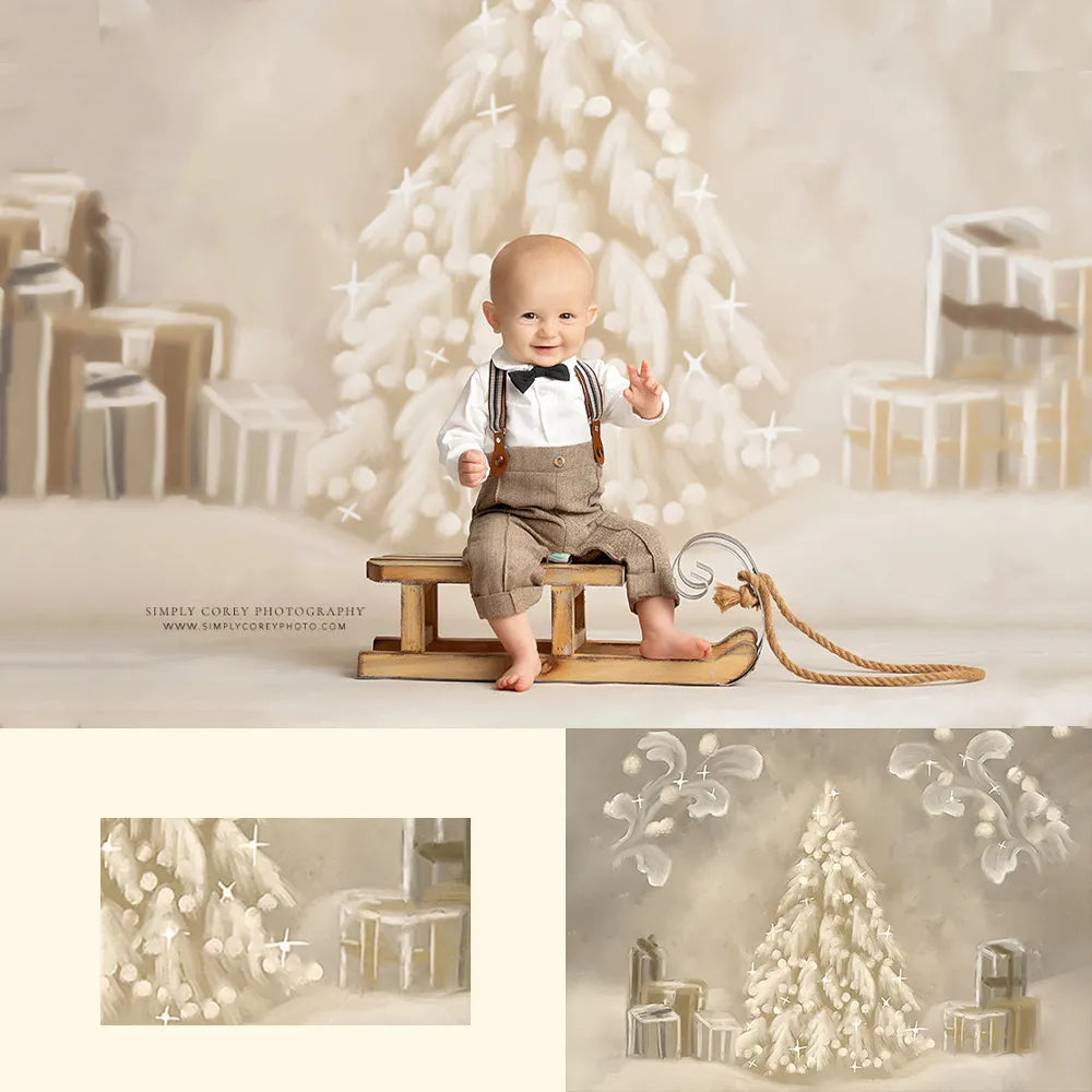 Winter Snowy Shimmer Xmas Trees Backdrops Kids Baby Photocall Portrait Photography Christmas Snowflake Forest Background