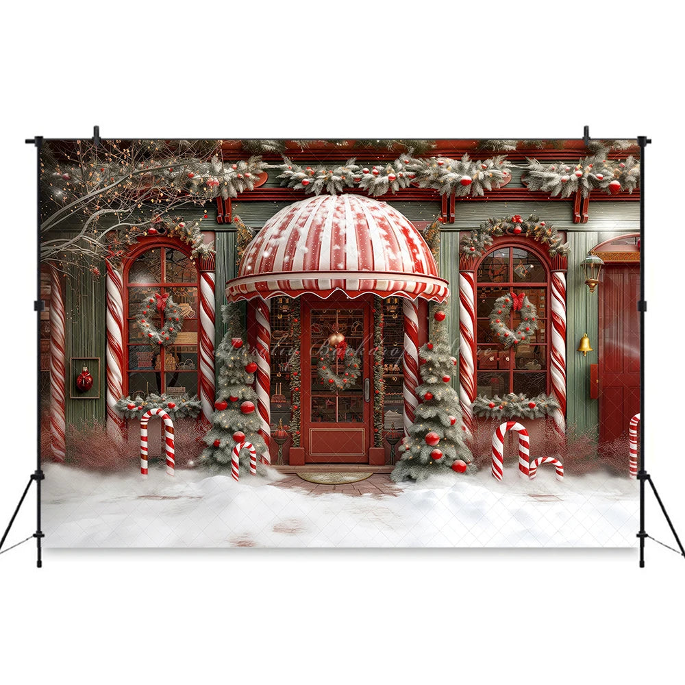 Christmas Greenhouse Backdrop Winter Cozy Courtyard Door With Lights Baby Kids Portrait Family Party Photocall Photograhy Decors