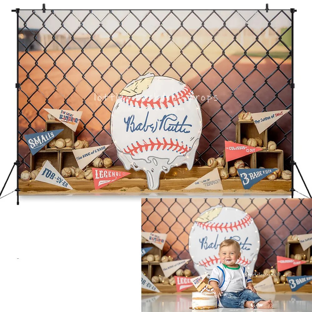 Summer Sandlot Baseball Backdrops Kids Baby Birthday Cake Smash Props Chiild Adult Photography Props Sports Theme Background