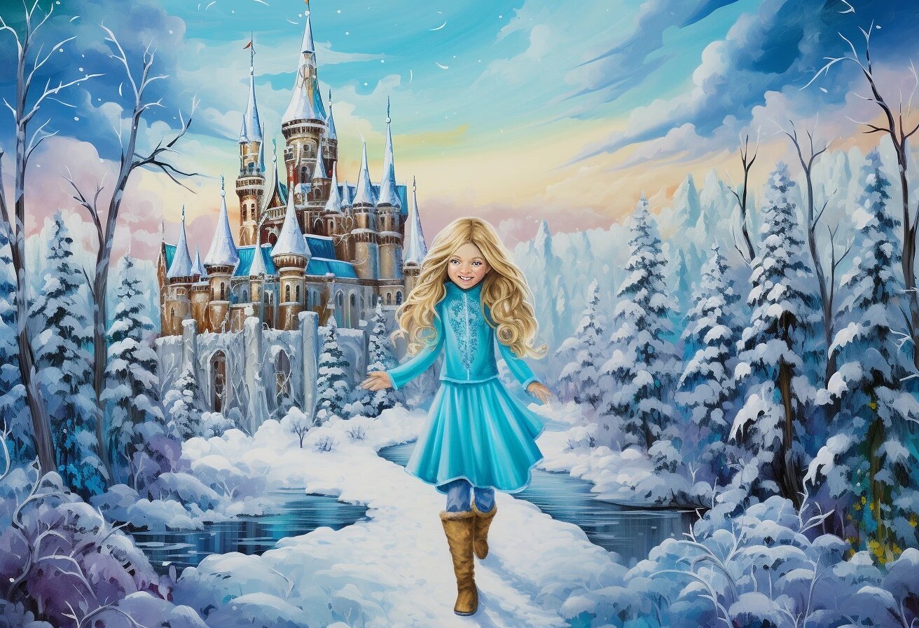 Snowy Castle Backdrops Kids Baby Photography Props Child Adult Photocall Decors Winter Snowflake Forest Background