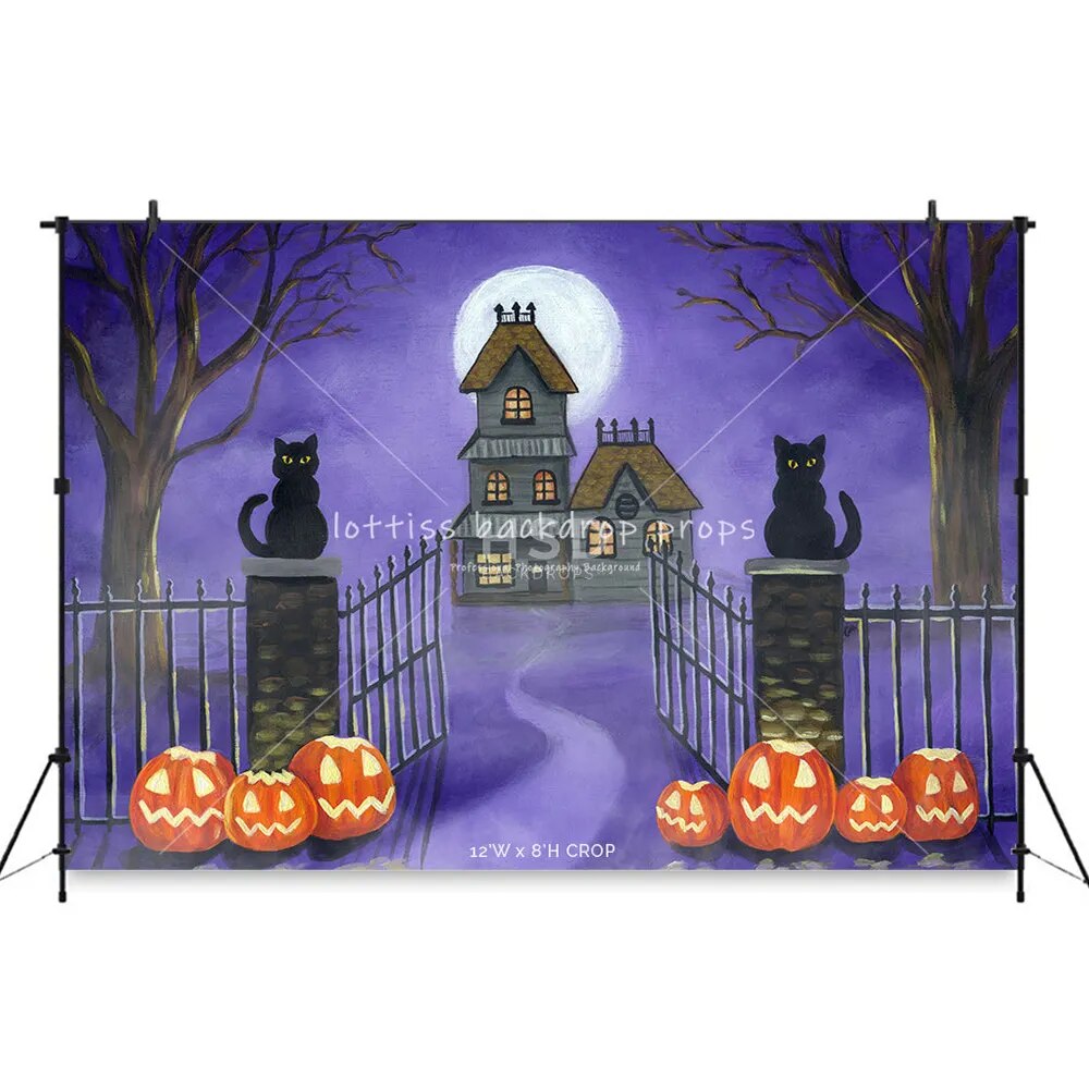 Halloween Evening Backdrops Childrens Baby Photography Props Adult Phtocall Pumpkin Lantern Festival Background