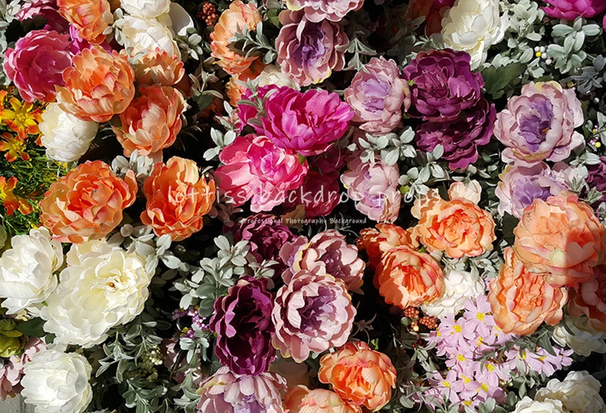 Colourful Flower Wall Backgrounds Baby Adult Photography Props Child Photocall Wedding Valentine Day Ceremony Background