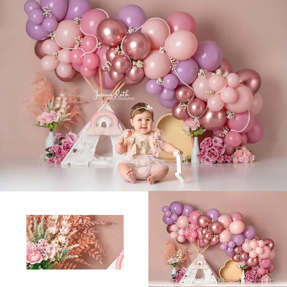 Blush Floral Dream Photography Backdrop Kids Baby Cake Smash Photocall Decor Floral Balloons Child Girls Adult Studio Background