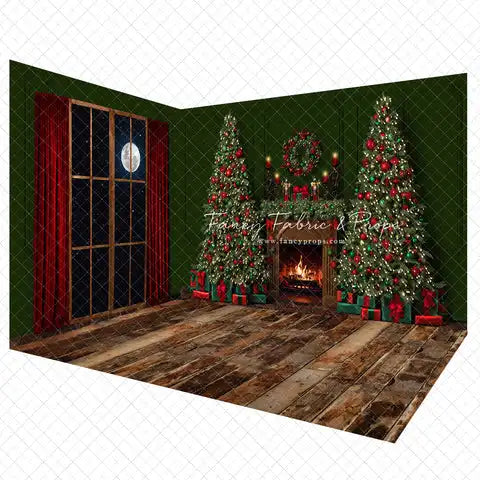 Christmas Indoor Decor Winter Night Kids Baby Cake Smash Photography Backdrop Child Family Photo Shoot Studio Backgrounds