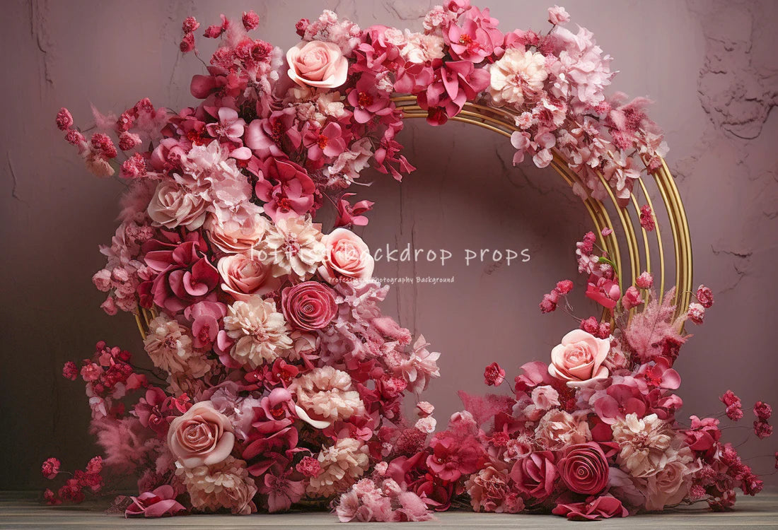 Spring Pink Gold Arch Backdrops Kids Baby Photography Child Wedding Photocall Decors Garden Floral Door Backgrounds