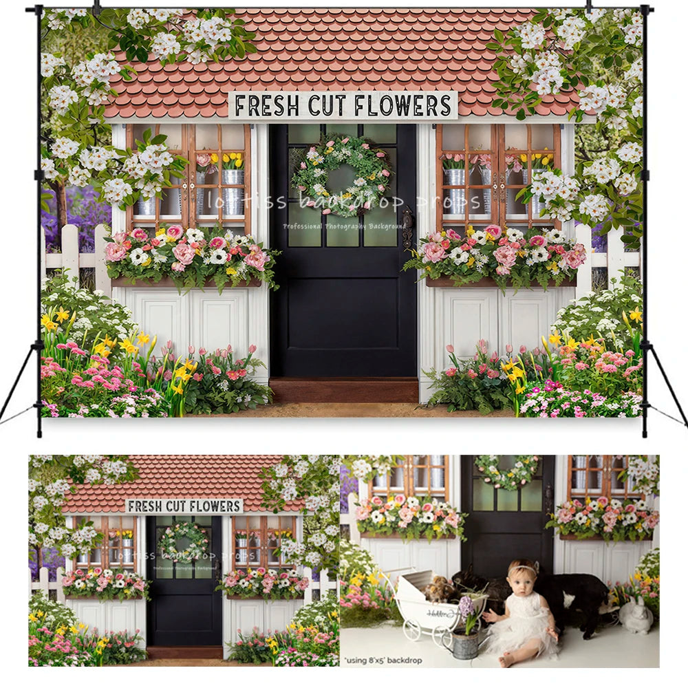 Easter Garden Gate Backdrops Bunny Spring Wall Kids Baby Photography Child Adult Photocall Decors Backgrounds