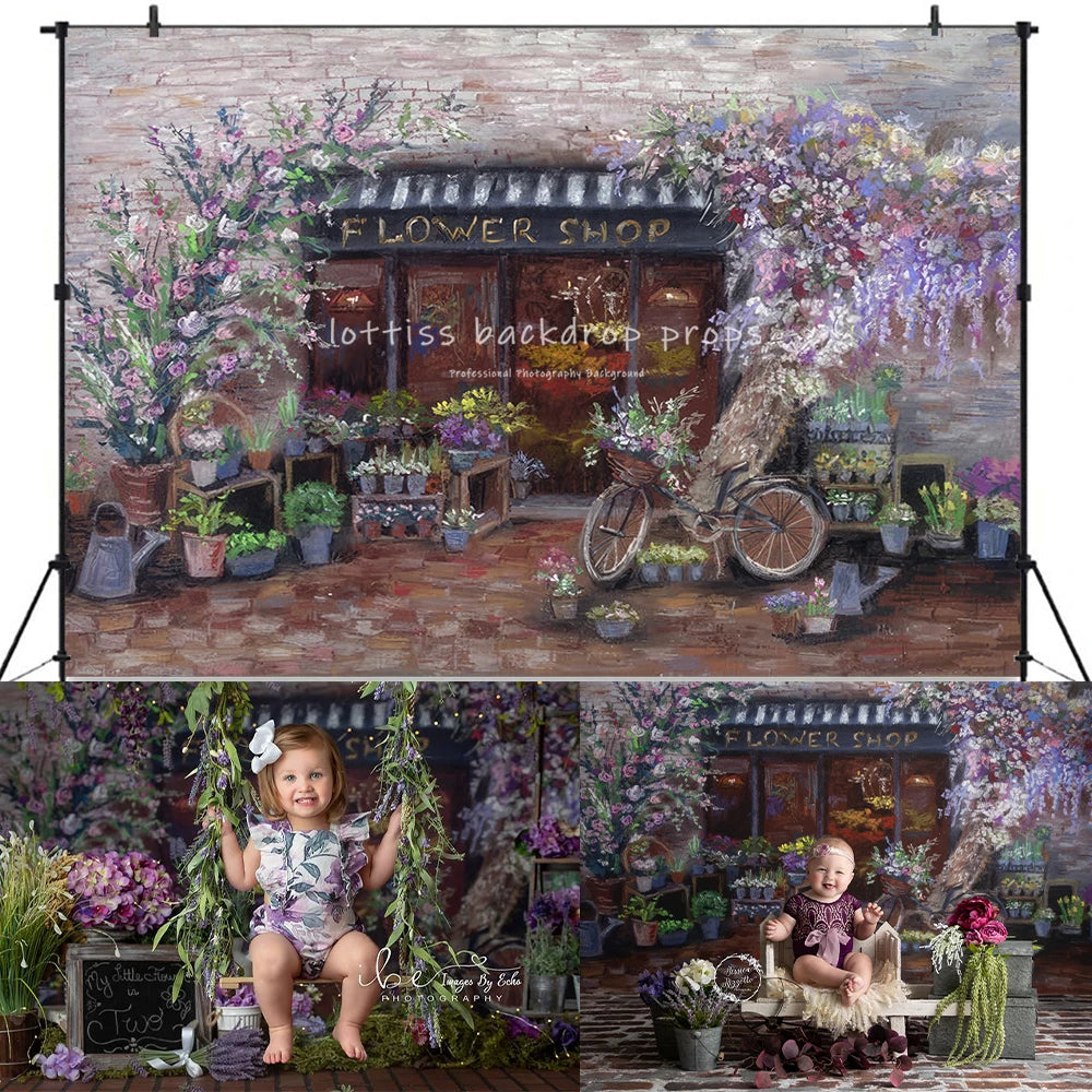 Spring Flower Shop Backdrops Kids Girl Photography Child Adultl Photocall Props Garden Foral Backgrounds