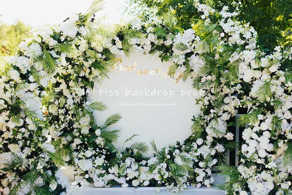 Wedding Ceremony Backdrops Adult Woman Photography Props Child Baby Photocall Decors Green Grass Floor Arch Door Background