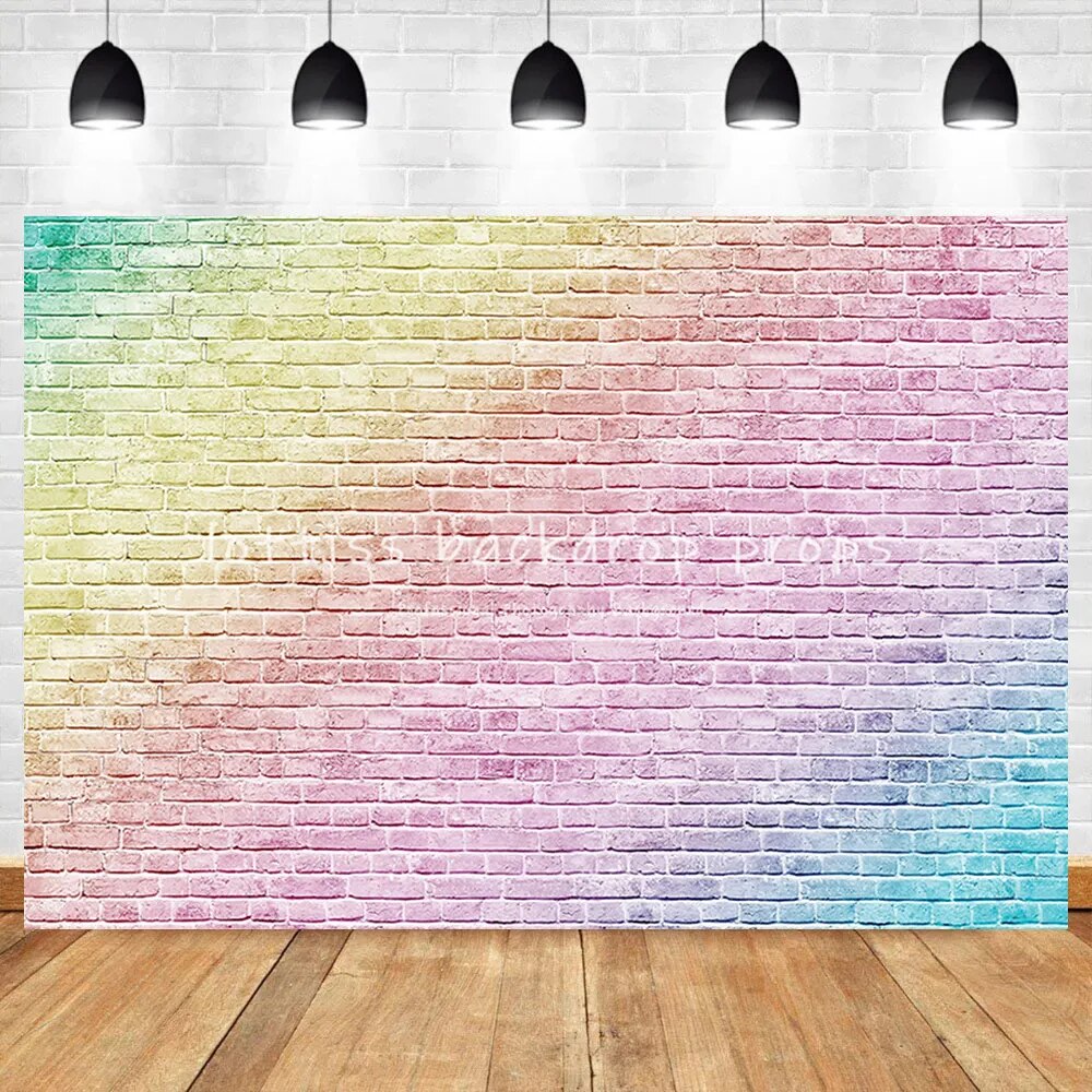 Colored Brick Wall Backdrops For Photography Adult Portrait Kids Birthday Decor Old Colorful Red Pink Brick-wall Background