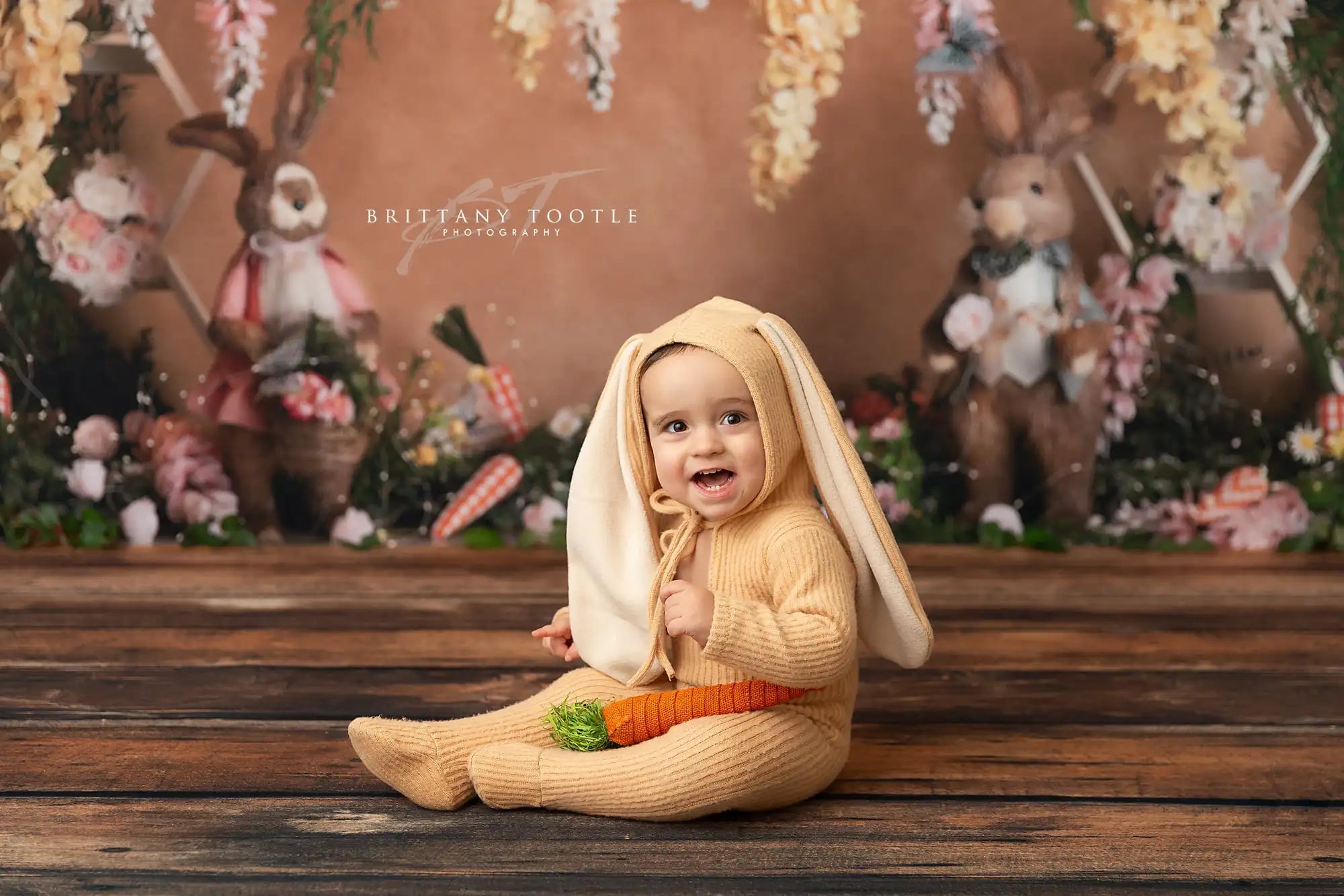 Spring Garden Bunny Backdrops Kids Adult Photography Props Child Baby Photocall Decors Floral Plants Animals Backgrounds