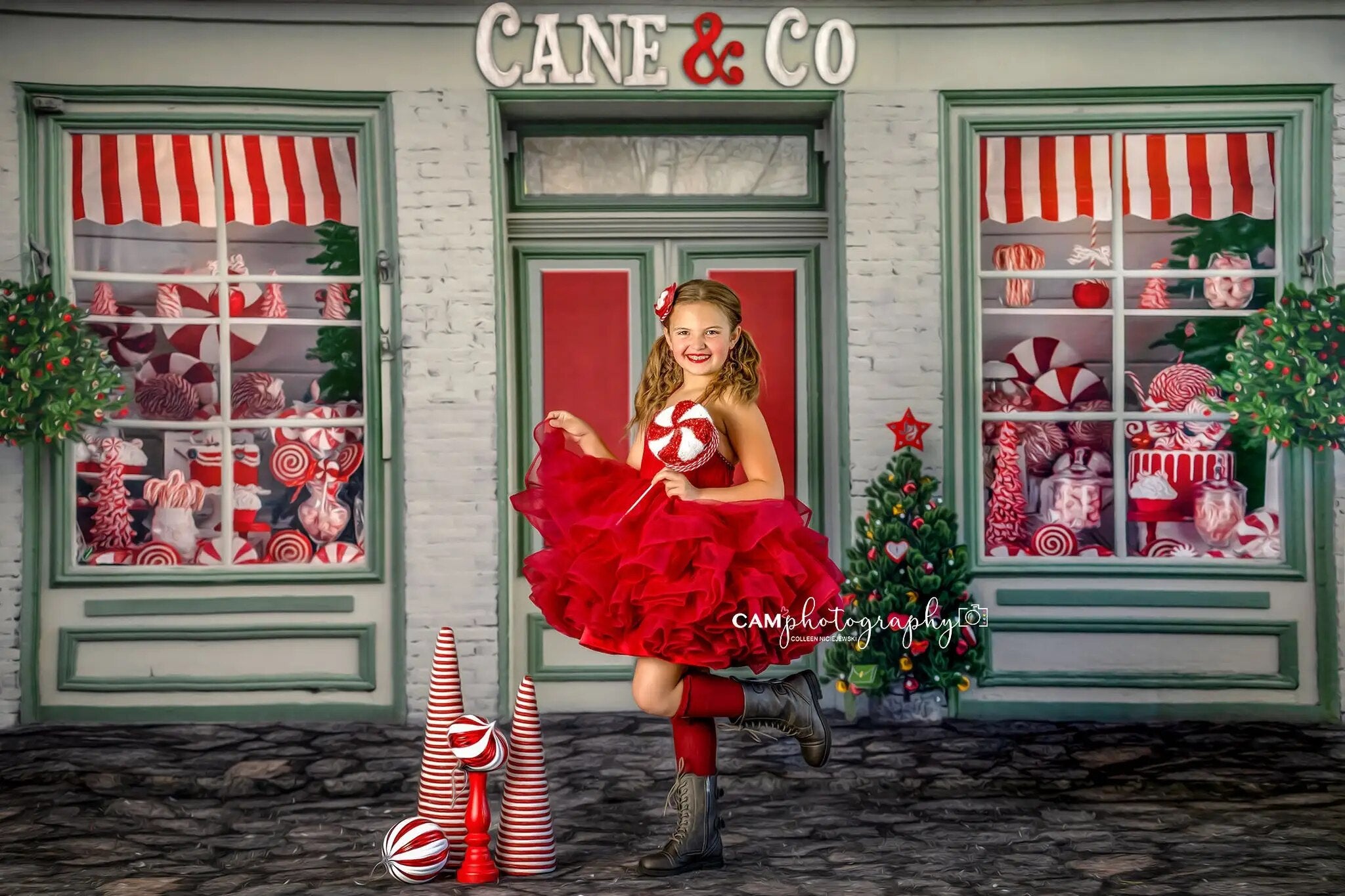 Christmas Candy Store Front Backdrops Kids Child Photography Props Xmas House Girl Birthday Cake Samsh Photocall Background