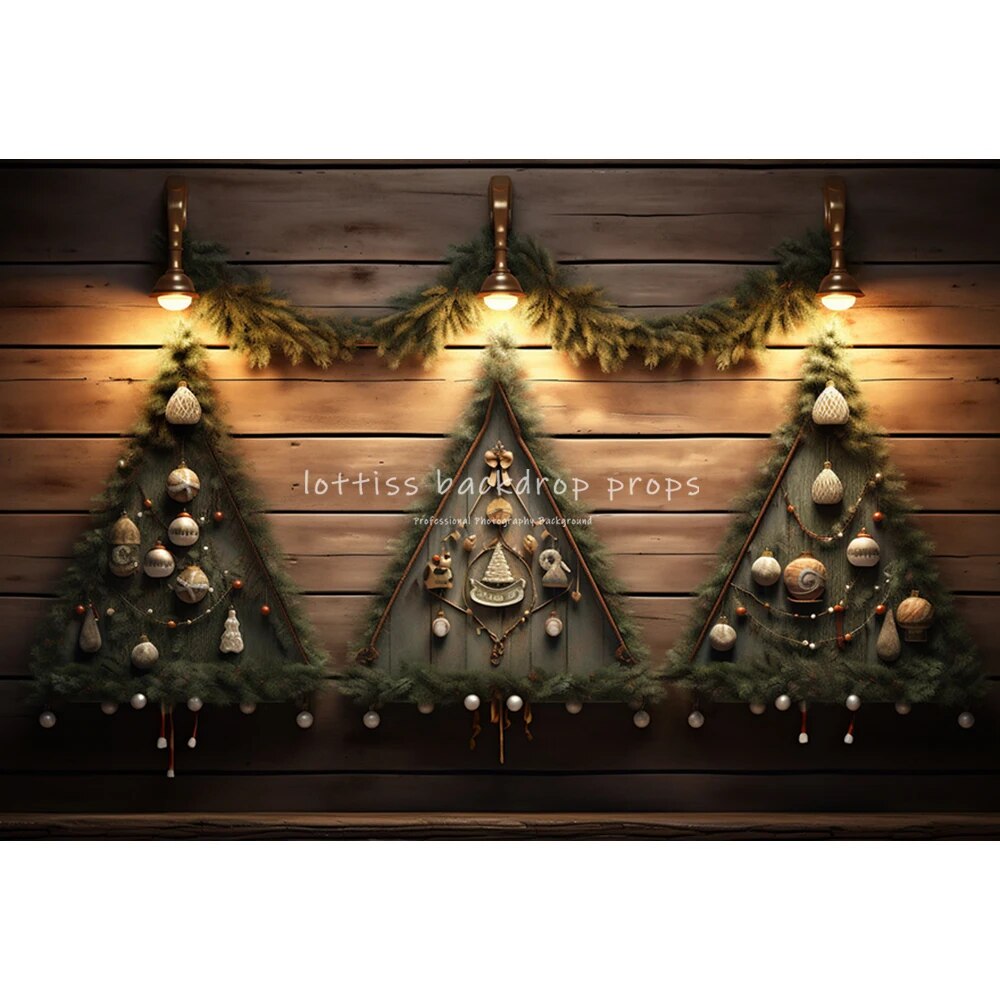 Christmas Tree Forest Scene Backdrops Kids Child Photography Props Child Baby Photocall Decors Xmas Tree Background