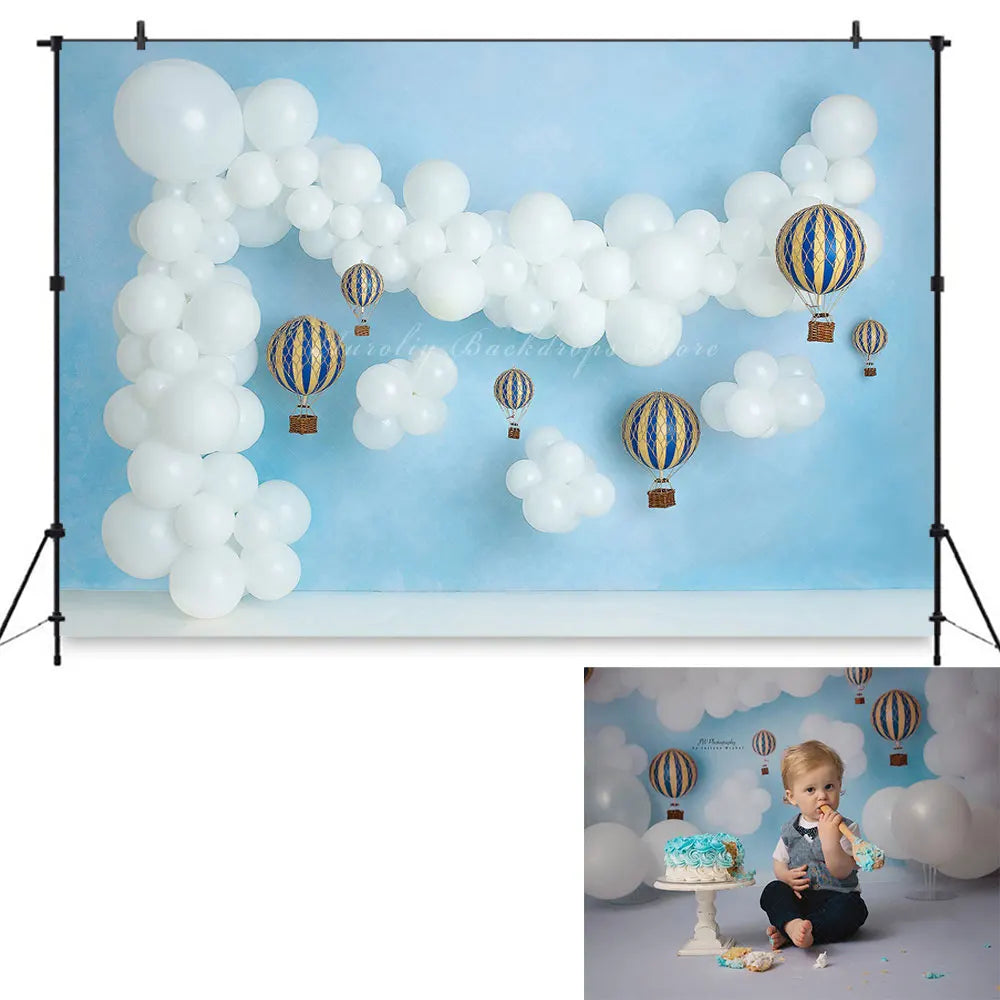 Spring Peony Flower Backdrop Boho Balloons Kids Cake Smash Photography Props Child Baby Adult Photocall Studio Backgrounds