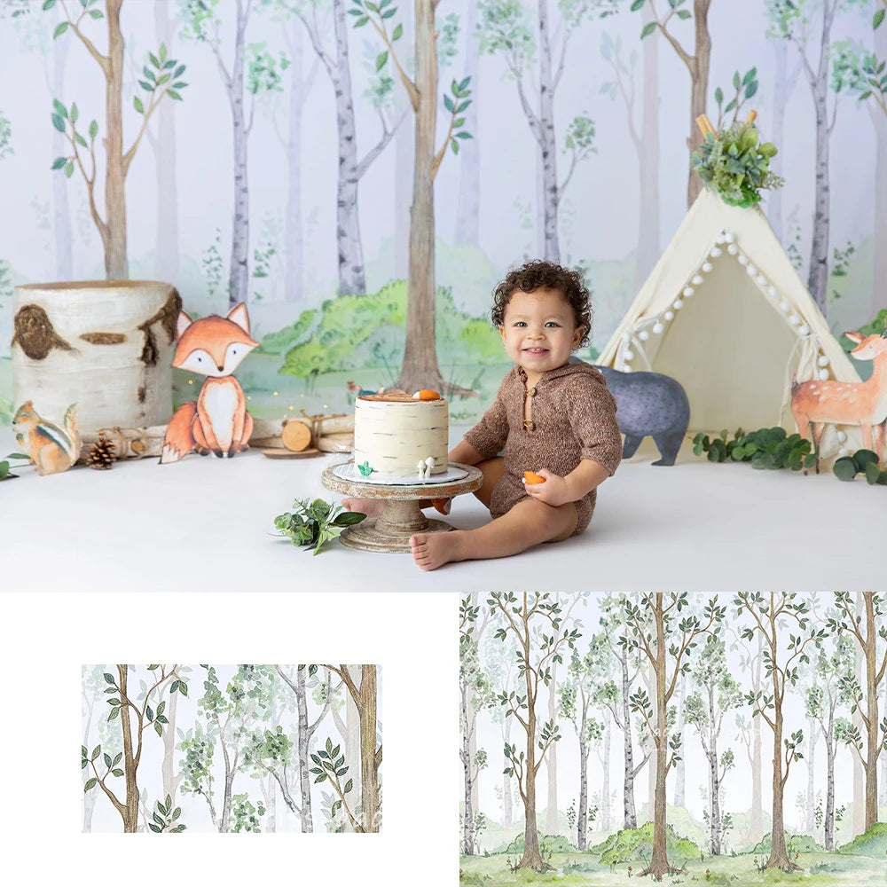 Spring Forest Fox Backdrops Kids Baby Photography Child Baby Photocall Decors Jungle Animals Backgrounds