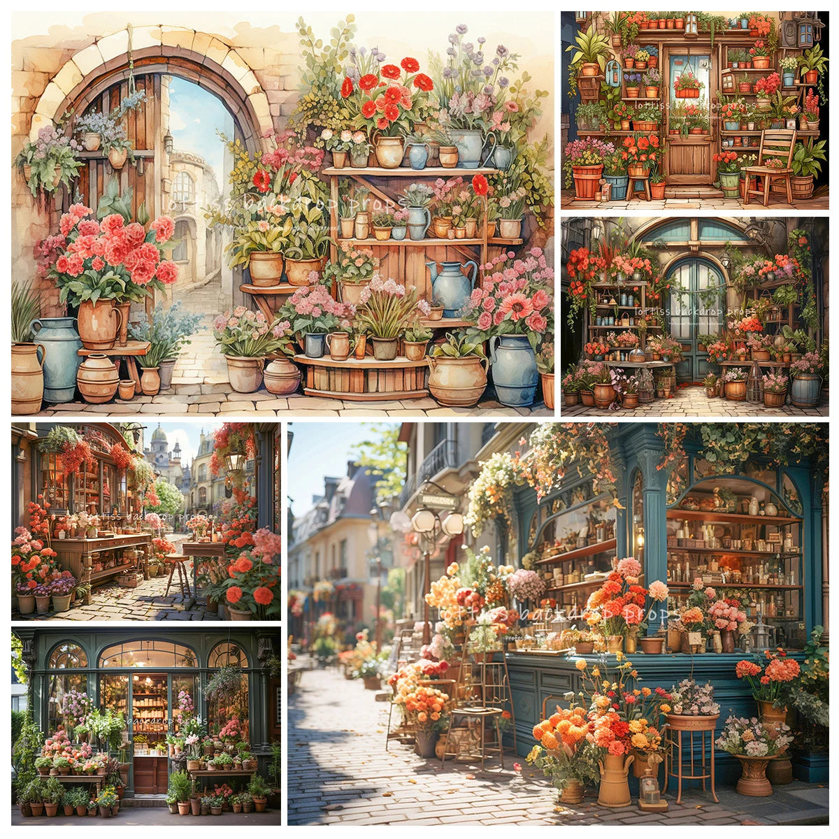 Floral Market Backdrops Kids Baby Photography Child Adult Photocall Flower Spring Photocall Rose Store Streets Backgrounds