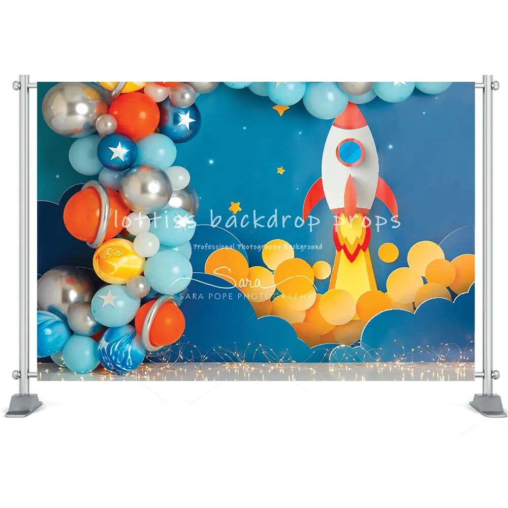 Astronaut Space Backdrop Kids Cake Smash Photography Stars Mars 1st Birthday Party Universe Starry Sky Decor Props Photostudio