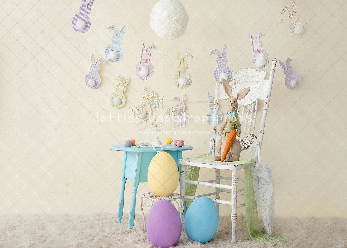 Easter Bunny Barn Door Backdrops Kids Baby Photography Child Adult Photocall Spring Carrots Plants Spring Floral Backgrounds