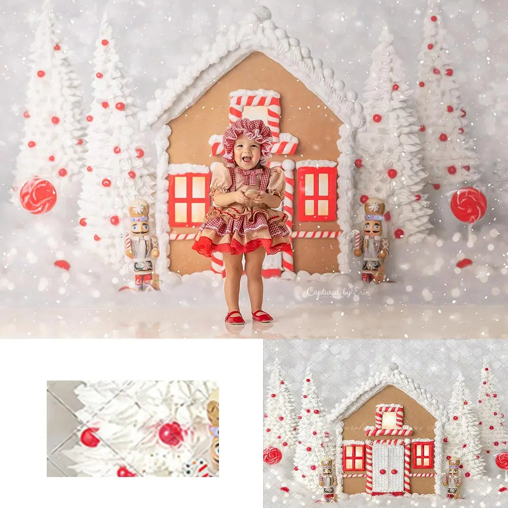 Frosted Cottage Backdrop White Winter Snowy Christmas Studio Backgrounds Child Baby Birthday Cake Smash Photography Decor